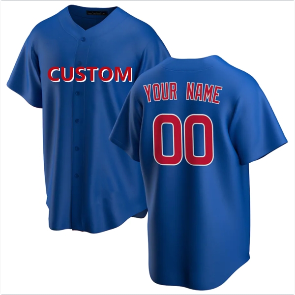 Custom Teams Numbers Men Mesh Blue Baseball Jersey Shirts - Custom Teams Numbers Men Mesh Blue Baseball Jersey Shirts - Image 0 of 5