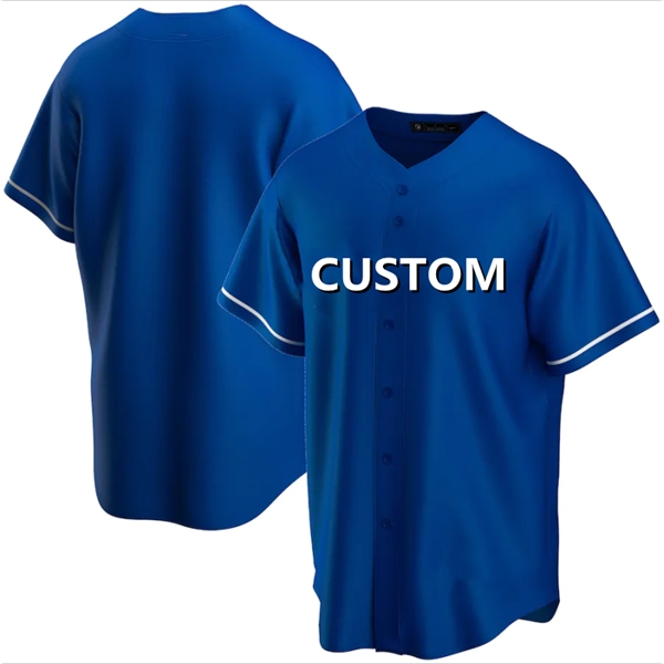 Custom Teams Numbers Men Mesh Blue Baseball Jersey Shirts - Custom Teams Numbers Men Mesh Blue Baseball Jersey Shirts - Image 2 of 5
