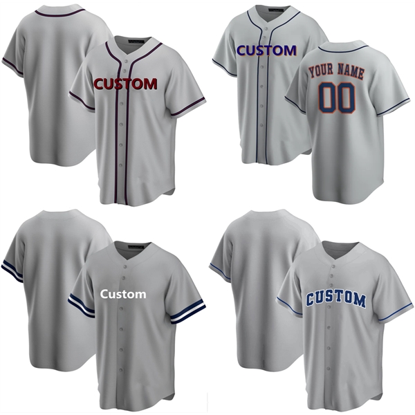 Custom Baseball Embroidered  Blank Gray Softball Jerseys - Custom Baseball Embroidered  Blank Gray Softball Jerseys - Image 0 of 4