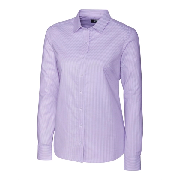 Cutter & Buck Stretch Oxford Stripe Womens Long Sleeve Dr... - Cutter & Buck Stretch Oxford Stripe Womens Long Sleeve Dr... - Image 5 of 7