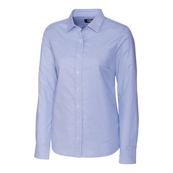 Cutter & Buck Stretch Oxford Stripe Womens Long Sleeve Dr... - Cutter & Buck Stretch Oxford Stripe Womens Long Sleeve Dr... - Image 6 of 7