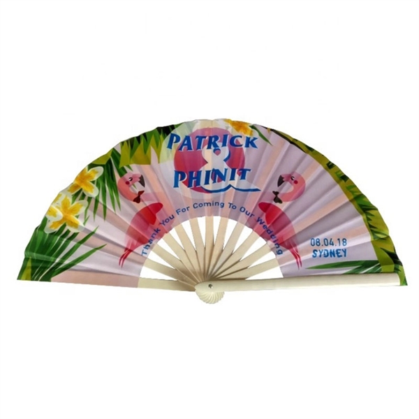 13 Inch Large Bamboo Fan Folding Hand Han - 13 Inch Large Bamboo Fan Folding Hand Han - Image 1 of 2