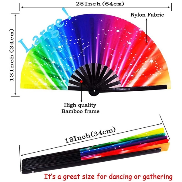 13 Inch Large Bamboo Fan Folding Hand Han - 13 Inch Large Bamboo Fan Folding Hand Han - Image 2 of 2