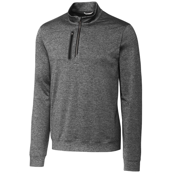 Custom Cutter & Buck Stealth Heathered Quarter Zip Mens Pullover
