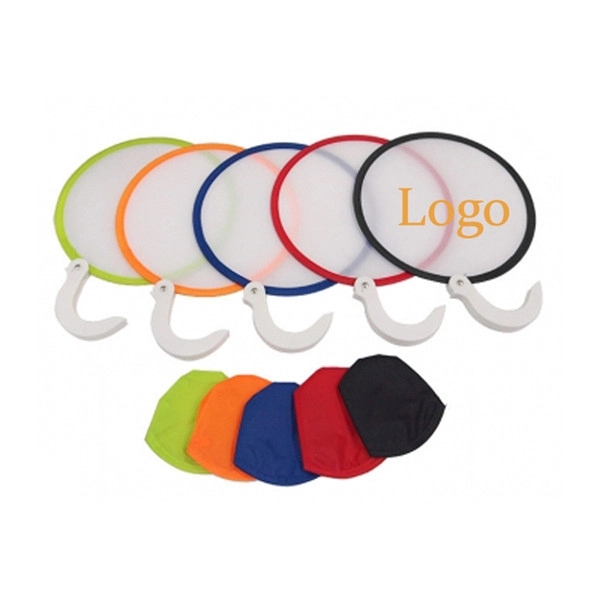 Polyester Folding Fan With Plastic Handle - Polyester Folding Fan With Plastic Handle - Image 1 of 1