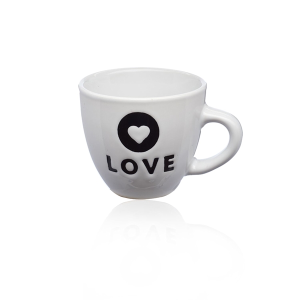 2 oz. Embossed LOVE Design ceramic Coffee Mugs - 2 oz. Embossed LOVE Design ceramic Coffee Mugs - Image 1 of 2