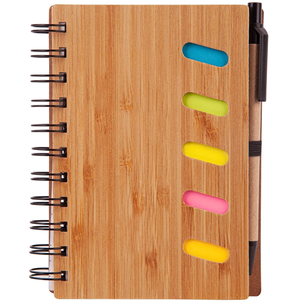 4.75" x 6" Bamboo Notebook with Pen & Sticky Notes - 4.75" x 6" Bamboo Notebook with Pen & Sticky Notes - Image 1 of 2