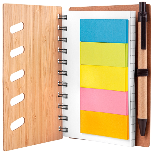 4.75" x 6" Bamboo Notebook with Pen & Sticky Notes - 4.75" x 6" Bamboo Notebook with Pen & Sticky Notes - Image 2 of 2