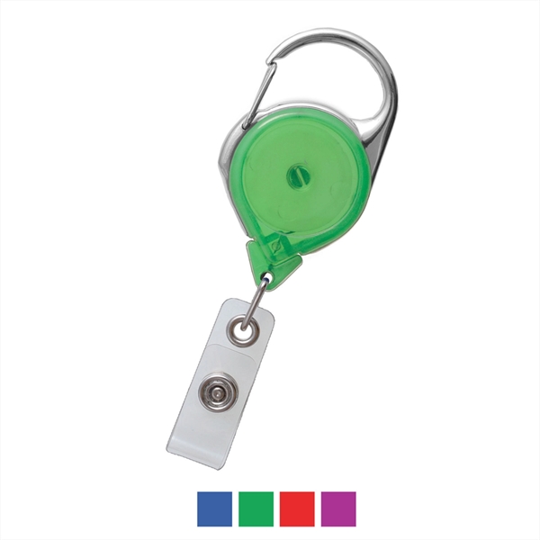 Translucent Carabiner Reel with Strap and Clip - Translucent Carabiner Reel with Strap and Clip - Image 0 of 3
