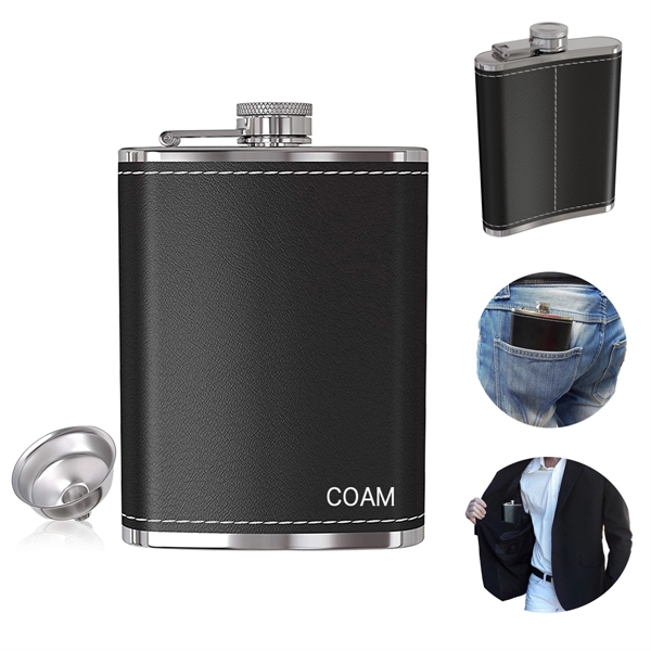 8 Oz Pocket Hip Flask With Funnel - 8 Oz Pocket Hip Flask With Funnel - Image 0 of 3
