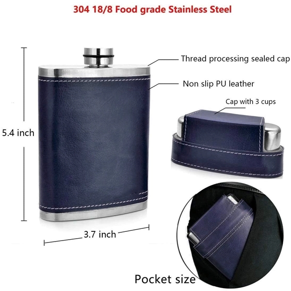 8 Oz Pocket Hip Flask With Funnel - 8 Oz Pocket Hip Flask With Funnel - Image 1 of 3