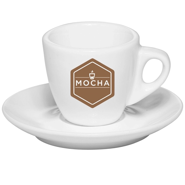 2.5 oz. Porcelain Espresso Cups with Saucer - 2.5 oz. Porcelain Espresso Cups with Saucer - Image 0 of 1