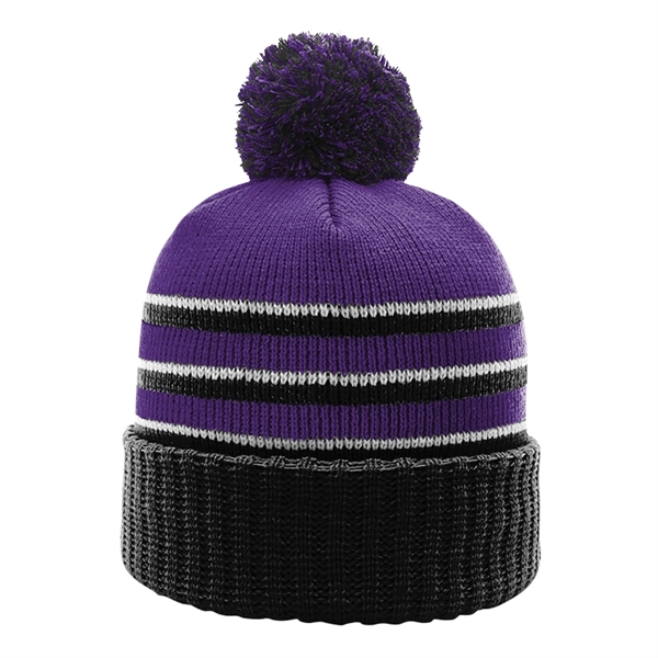 Richardson® Stripe Pom Beanie - Richardson® Stripe Pom Beanie - Image 2 of 11