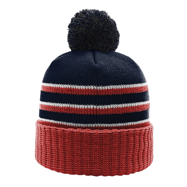 Richardson® Stripe Pom Beanie - Richardson® Stripe Pom Beanie - Image 3 of 11