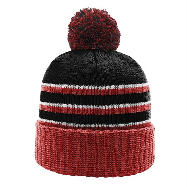 Richardson® Stripe Pom Beanie - Richardson® Stripe Pom Beanie - Image 9 of 11