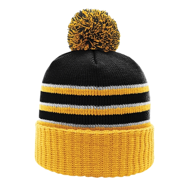 Richardson® Stripe Pom Beanie - Richardson® Stripe Pom Beanie - Image 10 of 11