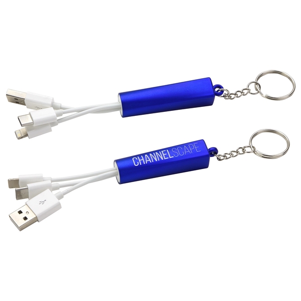 Trey 3-in-1 Light-Up Charging Cable with Keychain - Trey 3-in-1 Light-Up Charging Cable with Keychain - Image 2 of 3