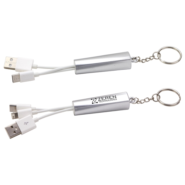Trey 3-in-1 Light-Up Charging Cable with Keychain - Trey 3-in-1 Light-Up Charging Cable with Keychain - Image 3 of 3