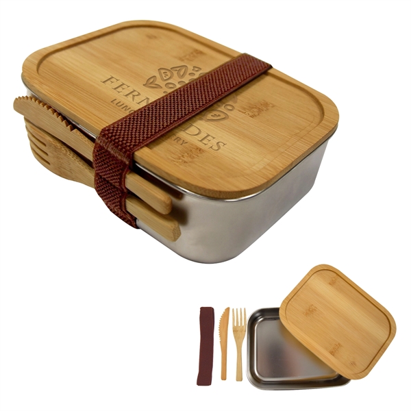 Sophisticate Stainless & Bamboo Bento Box - Sophisticate Stainless & Bamboo Bento Box - Image 0 of 2