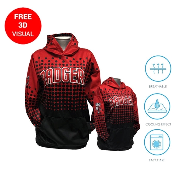 Hoodie 7.37 oz Polyester Full Dye Sublimation - Hoodie 7.37 oz Polyester Full Dye Sublimation - Image 2 of 2