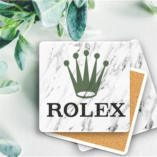 Faux White Marble Absorbent Stone Coaster - Faux White Marble Absorbent Stone Coaster - Image 4 of 11