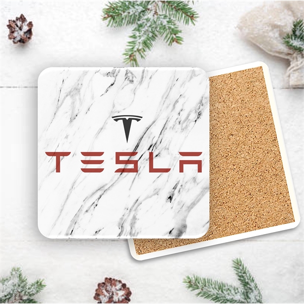 Faux White Marble Absorbent Stone Coaster - Faux White Marble Absorbent Stone Coaster - Image 0 of 11