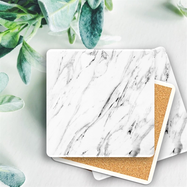Faux White Marble Absorbent Stone Coaster - Faux White Marble Absorbent Stone Coaster - Image 11 of 11