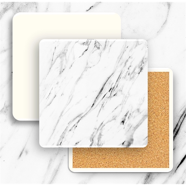 Faux White Marble Absorbent Stone Coaster - Faux White Marble Absorbent Stone Coaster - Image 1 of 11