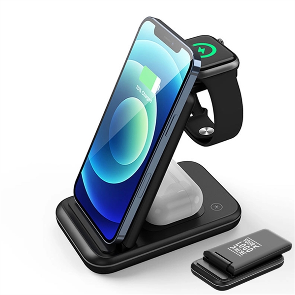 Folding 3-In-1 Wireless Charger - Folding 3-In-1 Wireless Charger - Image 0 of 6