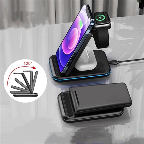 Folding 3-In-1 Wireless Charger - Folding 3-In-1 Wireless Charger - Image 1 of 6