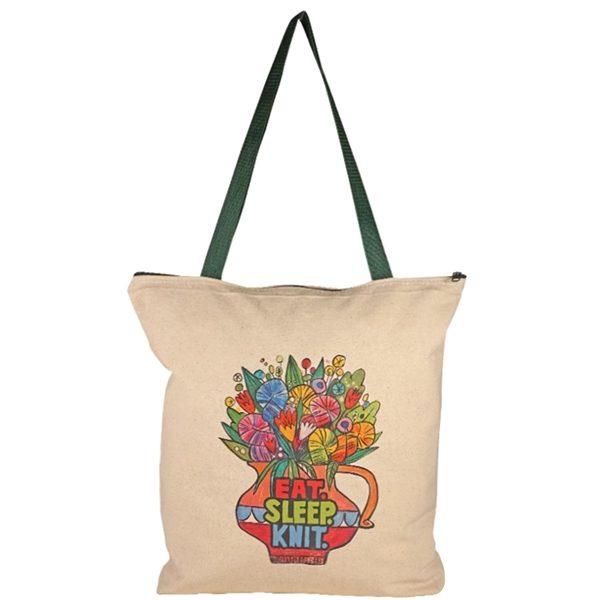 Bottom Gusset Cotton Tote, with Poly Handles & Zipper - Bottom Gusset Cotton Tote, with Poly Handles & Zipper - Image 0 of 2