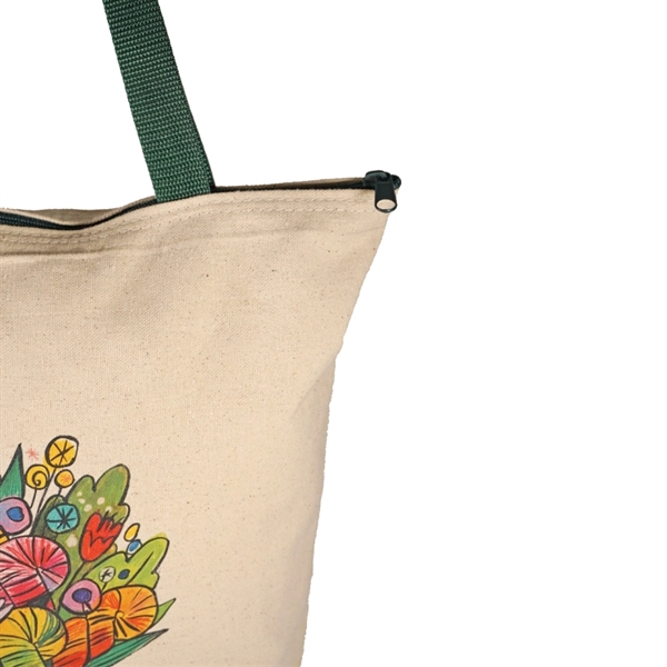 Bottom Gusset Cotton Tote, with Poly Handles & Zipper - Bottom Gusset Cotton Tote, with Poly Handles & Zipper - Image 2 of 2