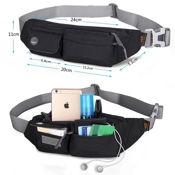 2-Pocket Blue Fanny Pack Hip Bag - 2-Pocket Blue Fanny Pack Hip Bag - Image 1 of 3