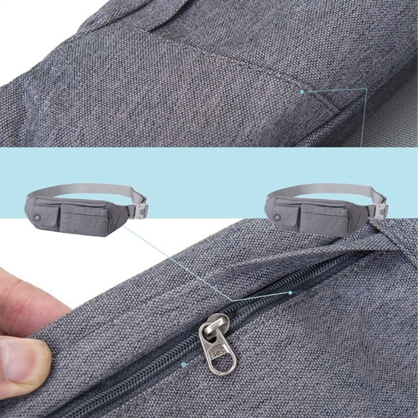 2-Pocket Blue Fanny Pack Hip Bag - 2-Pocket Blue Fanny Pack Hip Bag - Image 2 of 3