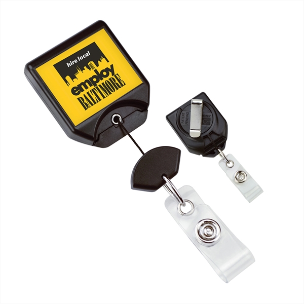 Custom Square Badge Reel with Swivel Belt Clip - Custom Square Badge Reel with Swivel Belt Clip - Image 0 of 5