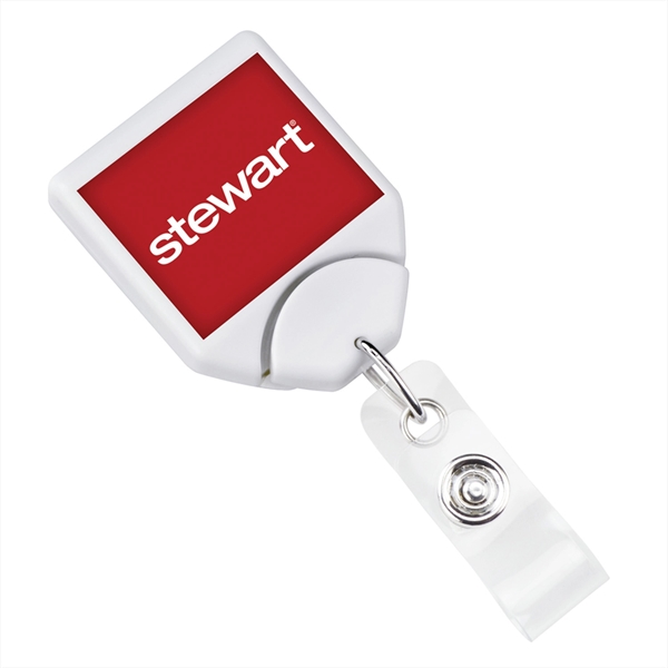 Custom Square Badge Reel with Swivel Belt Clip - Custom Square Badge Reel with Swivel Belt Clip - Image 2 of 5