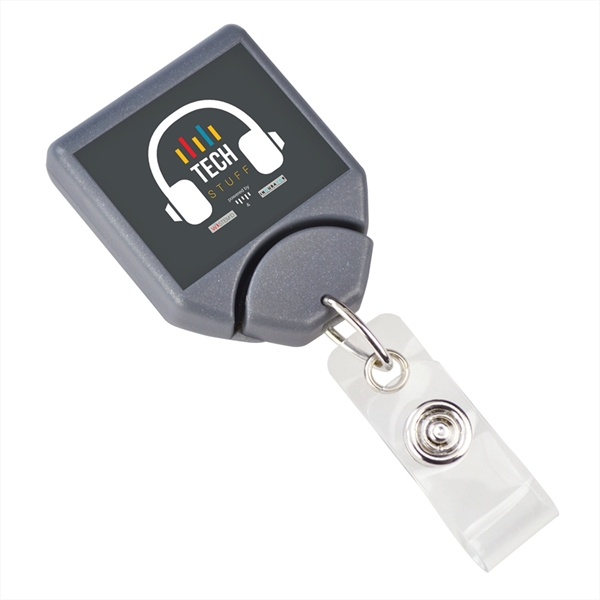 Custom Square Badge Reel with Swivel Belt Clip - Custom Square Badge Reel with Swivel Belt Clip - Image 3 of 5