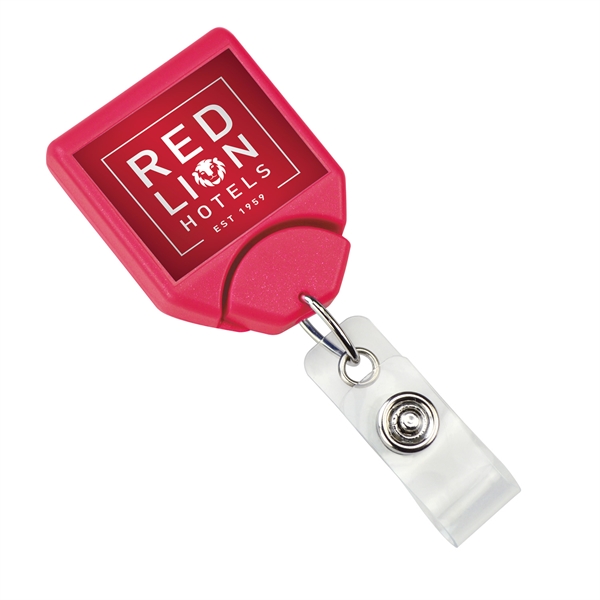 Custom Square Badge Reel with Swivel Belt Clip - Custom Square Badge Reel with Swivel Belt Clip - Image 4 of 5
