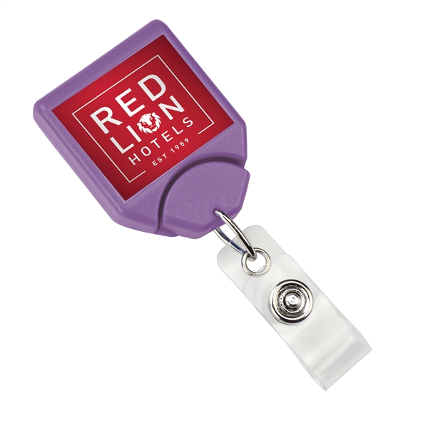 Custom Square Badge Reel with Swivel Belt Clip - Custom Square Badge Reel with Swivel Belt Clip - Image 5 of 5
