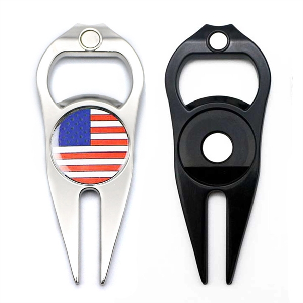 Golf Divot Repair Tool w/ Removable Marker & Bottle Opener - Golf Divot Repair Tool w/ Removable Marker & Bottle Opener - Image 0 of 6