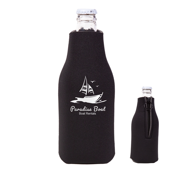 Zipper Beer Bottle Cooler w/ 2 Color Imprint - Zipper Beer Bottle Cooler w/ 2 Color Imprint - Image 0 of 13