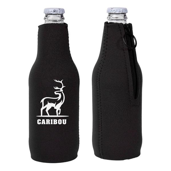 Neoprene Zipper Beer Bottle Cooler w/ 1 Color Imprint - Neoprene Zipper Beer Bottle Cooler w/ 1 Color Imprint - Image 0 of 9