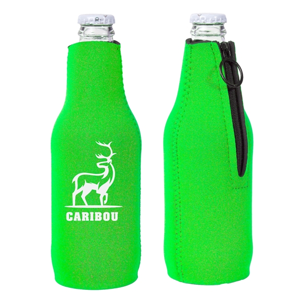 Neoprene Zipper Beer Bottle Cooler w/ 1 Color Imprint - Neoprene Zipper Beer Bottle Cooler w/ 1 Color Imprint - Image 4 of 9