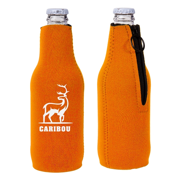 Neoprene Zipper Beer Bottle Cooler w/ 1 Color Imprint - Neoprene Zipper Beer Bottle Cooler w/ 1 Color Imprint - Image 5 of 9