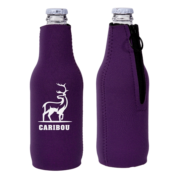 Neoprene Zipper Beer Bottle Cooler w/ 1 Color Imprint - Neoprene Zipper Beer Bottle Cooler w/ 1 Color Imprint - Image 6 of 9