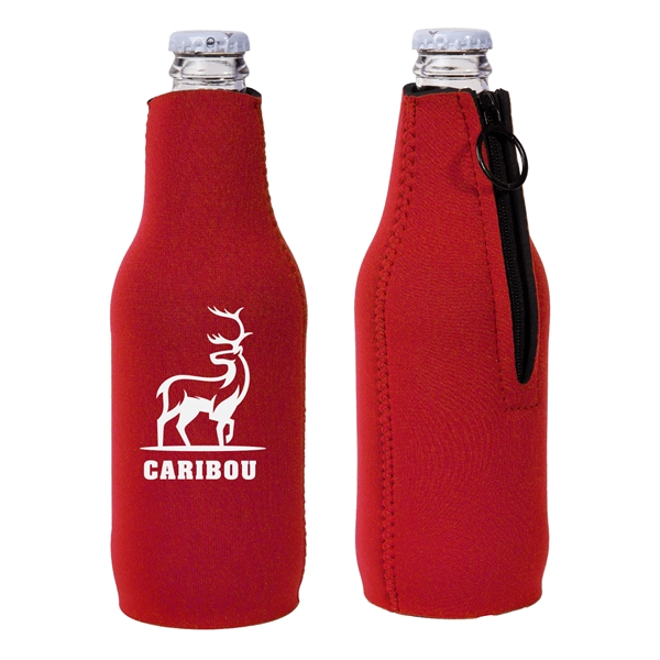 Neoprene Zipper Beer Bottle Cooler w/ 1 Color Imprint - Neoprene Zipper Beer Bottle Cooler w/ 1 Color Imprint - Image 7 of 9