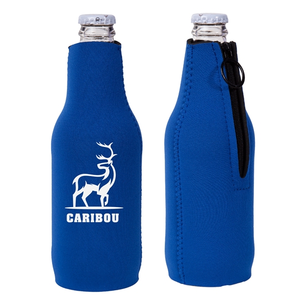 Neoprene Zipper Beer Bottle Cooler w/ 1 Color Imprint - Neoprene Zipper Beer Bottle Cooler w/ 1 Color Imprint - Image 8 of 9