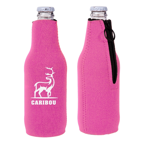 Neoprene Zipper Beer Bottle Cooler w/ 1 Color Imprint - Neoprene Zipper Beer Bottle Cooler w/ 1 Color Imprint - Image 9 of 9
