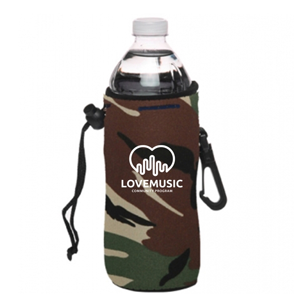 Neoprene Water Bottle Drawstring Cooler w/ 1 Color Imprint - Neoprene Water Bottle Drawstring Cooler w/ 1 Color Imprint - Image 0 of 6