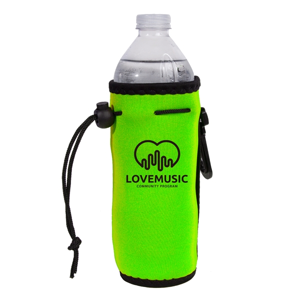 Neoprene Water Bottle Drawstring Cooler w/ 1 Color Imprint - Neoprene Water Bottle Drawstring Cooler w/ 1 Color Imprint - Image 2 of 6